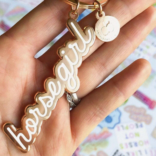 Horse Girl Rose Gold Keychain